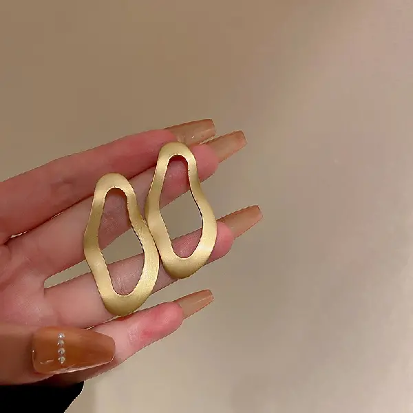 .4# Silver Needle-Golden Irregular Disc Earrings,tkmbeautysupply.com