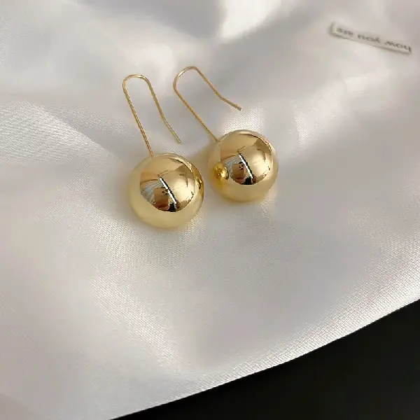 45# ear hook-golden round beads.,tkmbeautysupply.com