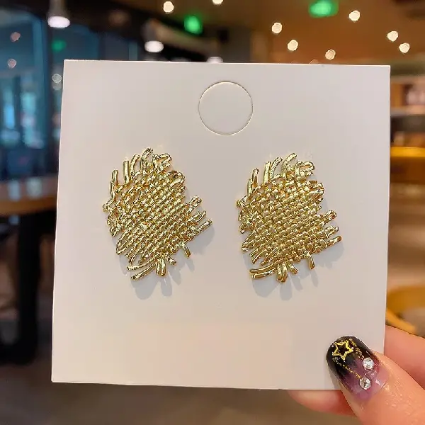 Silver braided metal earrings,tkmbeautysupply.com