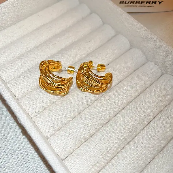 Silver Needle - Gold Wrapped C-shaped Stud Earrings,tkmbeautysupply.com