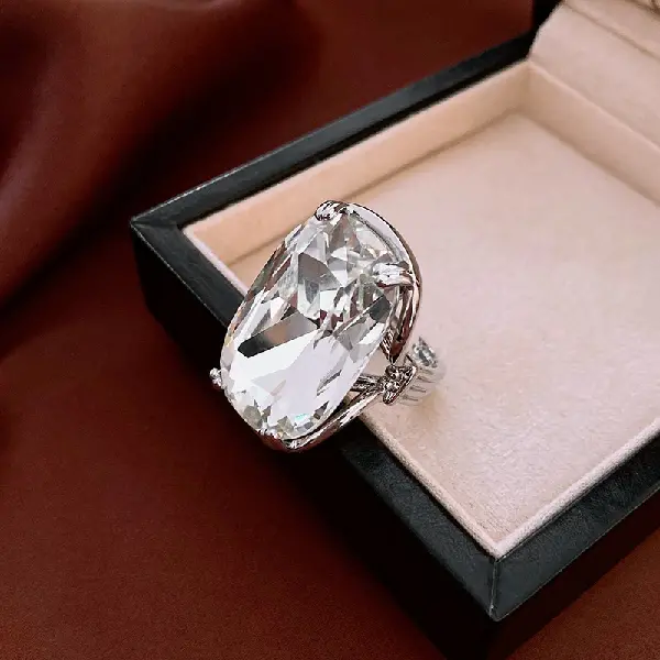 15# silver-diamond open ring,tkmbeautysupply.com