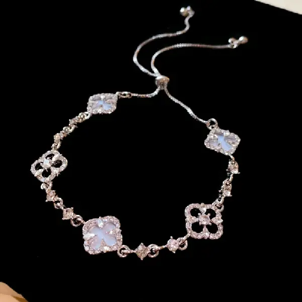 2# hollow flower four-leaf clover bracelet,tkmbeautysupply.com