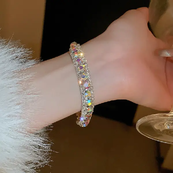 23#AD Color-Diamond Round Bracelet,tkmbeautysupply.com