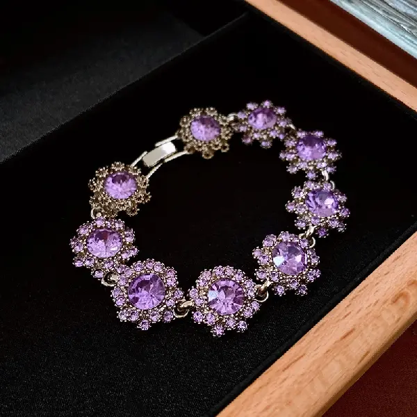 32# multi-layered diamond flower pattern bracelet,tkmbeautysupply.com