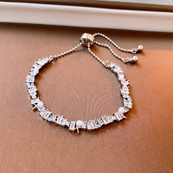 40# pearl inlaid diamond zircon stitching bracelet,tkmbeautysupply.com