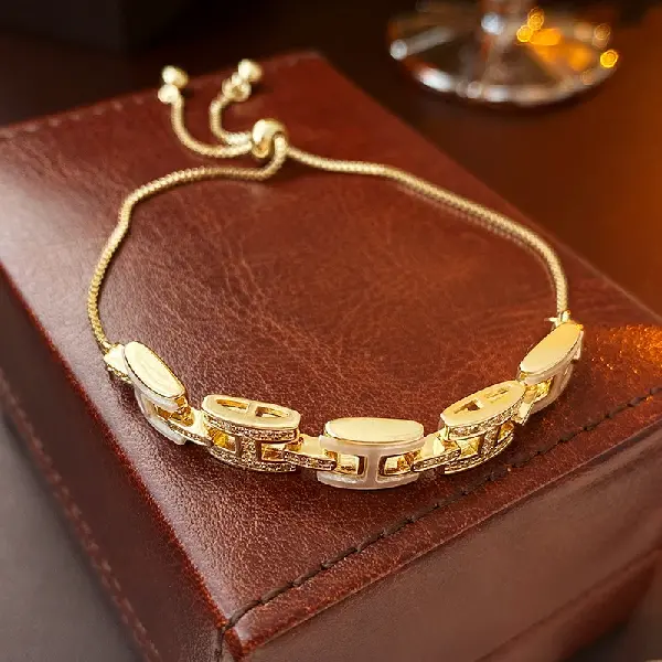 41# real gold electroplated zircon letter H bracelet,tkmbeautysupply.com