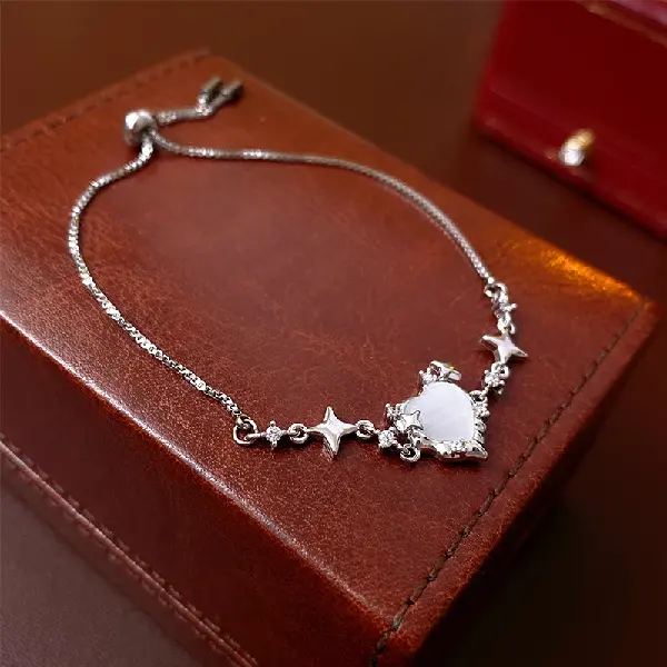 42#Zircon Cat’s Eye Love Star Bracelet,tkmbeautysupply.com