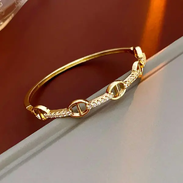 51# pig nose zircon bracelet (real gold plating),tkmbeautysupply.com