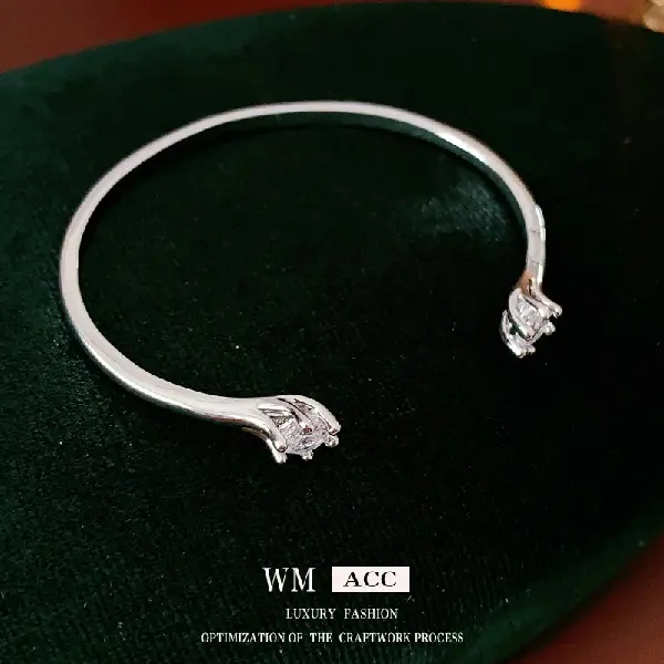 55# zircon round flower open bracelet,tkmbeautysupply.com