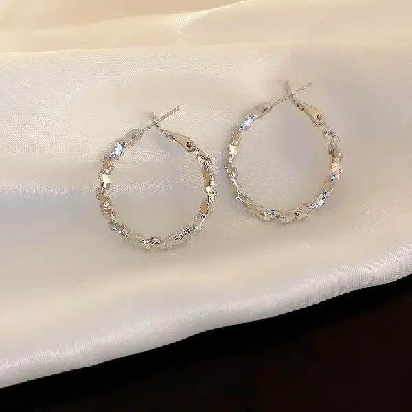 1# Silver Needle-Silver Irregular Circle Stud Earrings,tkmbeautysupply.com