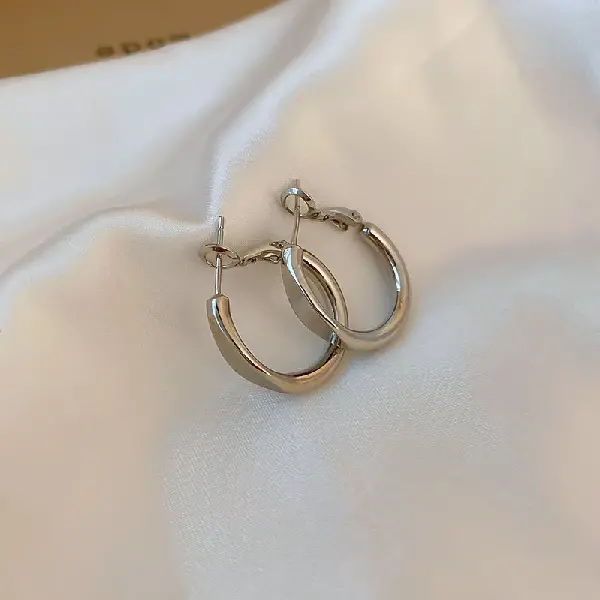 11# Silver Needle-Silver Circle Earrings,tkmbeautysupply.com