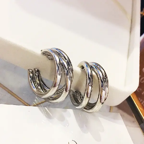 12# silver needle-silver multi-layered hoop earrings,tkmbeautysupply.com