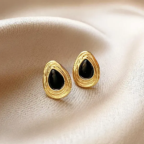 30# silver needle-black earrings,tkmbeautysupply.com