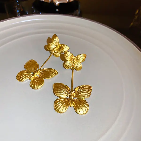 Silver needle butterfly earrings,tkmbeautysupply.com