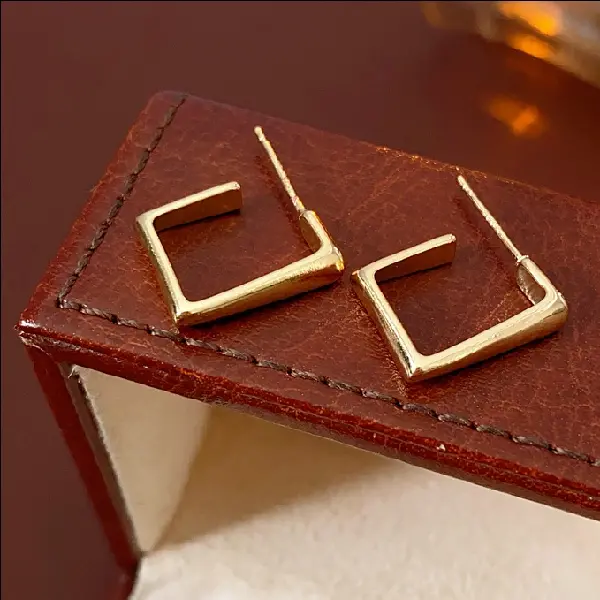 90# silver needle geometric square earrings,tkmbeautysupply.com