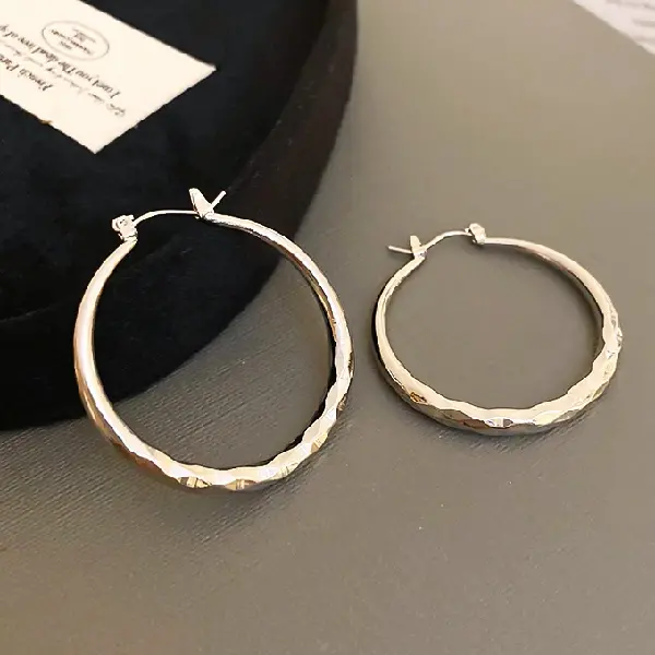 106# Silver-Medium Diamond Earrings,tkmbeautysupply.com