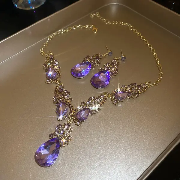 Diamond drop pendant two-piece necklace,tkmbeautysupply.com