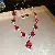 Wholesale Colorful Zircon Leaf Necklace - Trendy Supply - Red diamond drop earrings necklace (set of two)