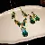 Wholesale Colorful Zircon Leaf Necklace - Trendy Supply - Diamond geometric water drop pendant earrings necklace (set of two)