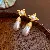 Silver Needle Diamond Flower Pearl Earrings Wholesale Supply - 20# Silver Needle Star Pearl Drop Earrings