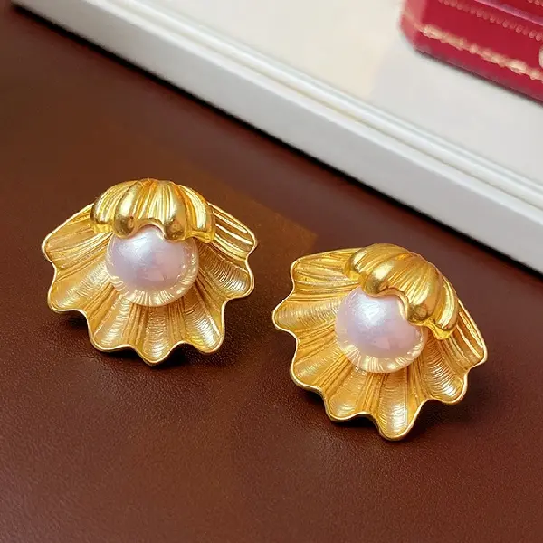 31# silver needle pearl shell earrings,tkmbeautysupply.com