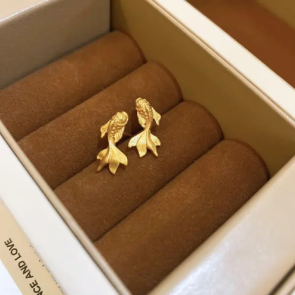 36# silver needle-goldfish and koi earrings (real gold plating),tkmbeautysupply.com