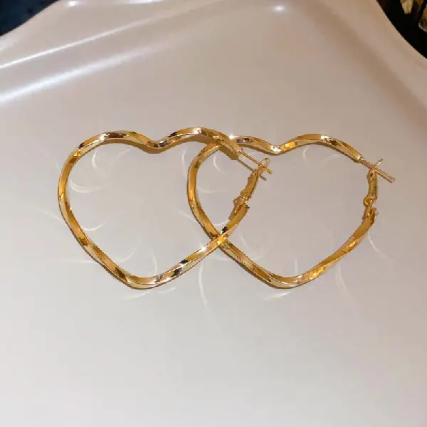 41# Silver Needle-Golden Love Earrings,tkmbeautysupply.com