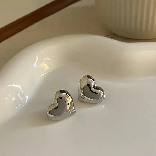 52# Silver Needle-Silver Love Stud Earrings,tkmbeautysupply.com