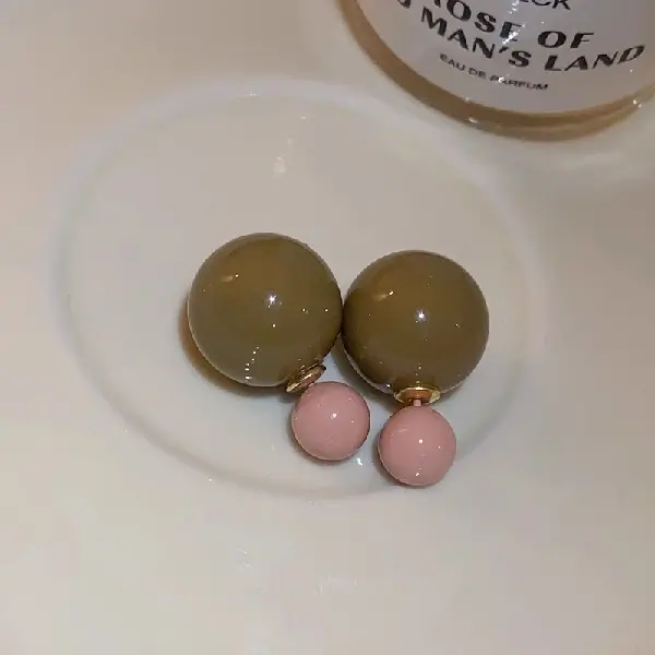 75# Steel Needle-Brown Ball Earrings,tkmbeautysupply.com