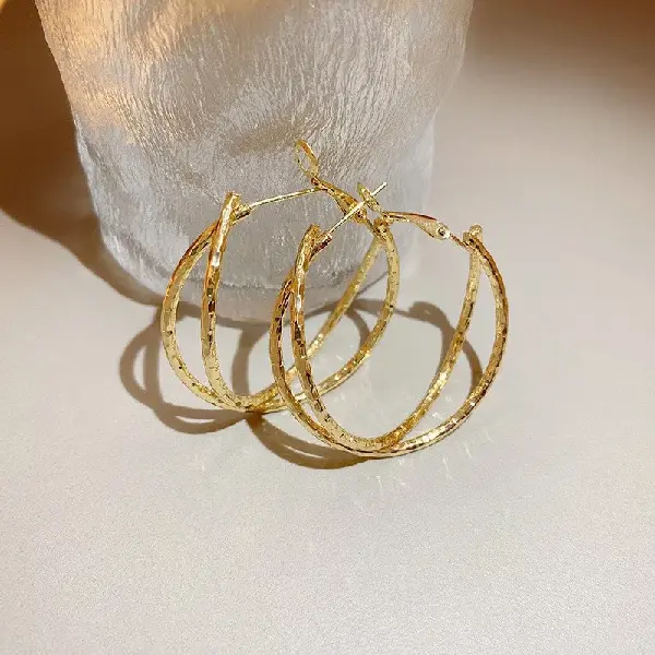 89# Silver Needle-Golden Round Cross Earrings,tkmbeautysupply.com