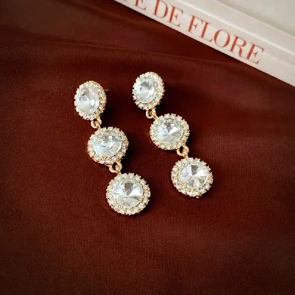 110# steel needle-gold diamond earrings,tkmbeautysupply.com