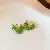 Silver Needle Diamond Flower Pearl Earrings Wholesale Supply - 115# earrings-green dripping oil