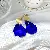 Silver Needle Diamond Flower Pearl Earrings Wholesale Supply - 120# Steel Needle-Blue Flower Petal Earrings