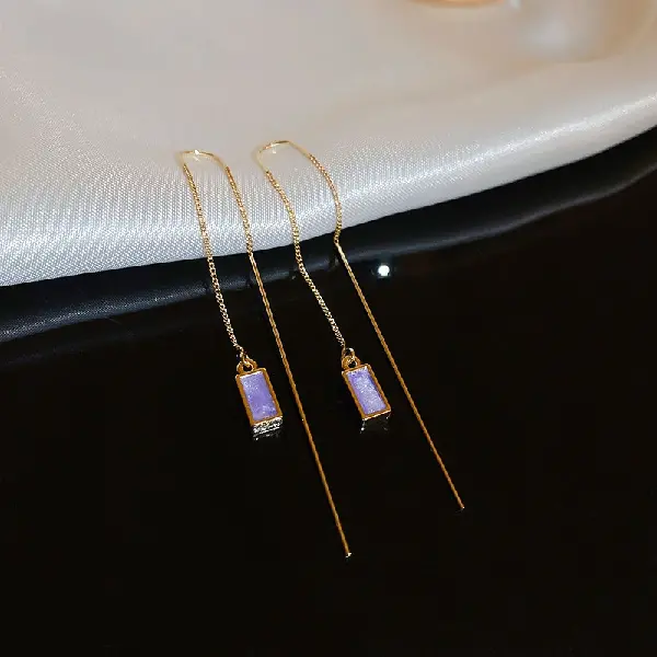 127# ear wire-purple chain dripping oil,tkmbeautysupply.com