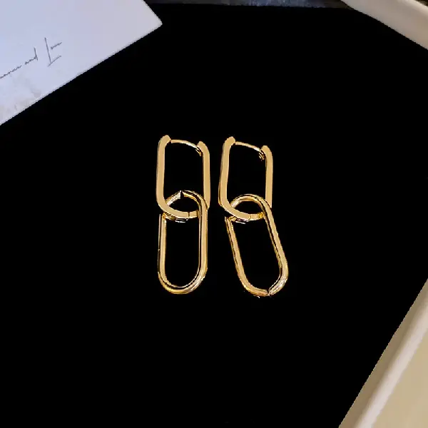 135# earrings-gold oval chain,tkmbeautysupply.com