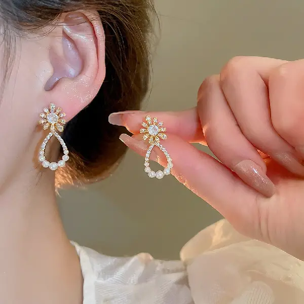 6# silver needle-gold-white-flower-pearl,tkmbeautysupply.com