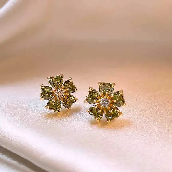 13# silver needle-gold-green-flower,tkmbeautysupply.com