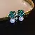 Wholesale Green Earrings with Zircon Flower - Light Luxury Supply - 50# Silver Needle-Green-Flower-Pearl