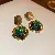 Wholesale Green Earrings with Zircon Flower - Light Luxury Supply - 51# silver needle-environmental protection-gold-green