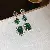 Wholesale Green Earrings with Zircon Flower - Light Luxury Supply - 54# Silver Needle-Silver-Green-Oval Pendant