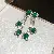 Wholesale Green Earrings with Zircon Flower - Light Luxury Supply - 55# Silver Needle-Silver-Green-Square Pendant