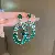Wholesale Green Earrings with Zircon Flower - Light Luxury Supply - 61# Silver Needle-Green-Oval