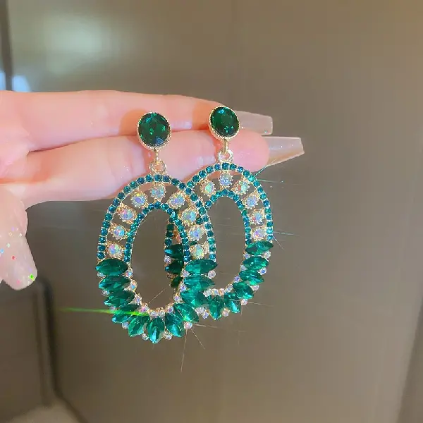 61# Silver Needle-Green-Oval,tkmbeautysupply.com