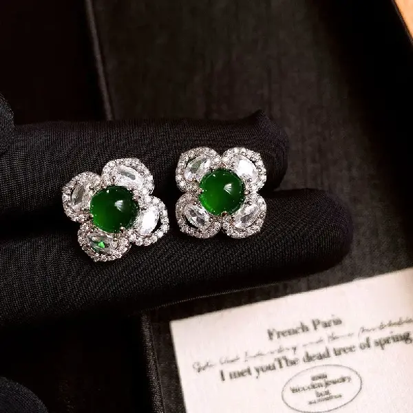 76# Silver Needle-Silver-Green-Flowers,tkmbeautysupply.com