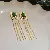 Wholesale Green Earrings with Zircon Flower - Light Luxury Supply - 83# silver needle-gold-green-E-shaped tassel