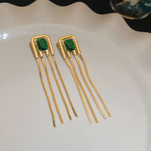 83# silver needle-gold-green-E-shaped tassel,tkmbeautysupply.com