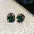 Wholesale Green Earrings with Zircon Flower - Light Luxury Supply - 104# silver needle-gold-green-square