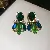 Wholesale Green Earrings with Zircon Flower - Light Luxury Supply - 110# Silver Needle-Green-Oval Tassel