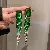 Wholesale Green Earrings with Zircon Flower - Light Luxury Supply - 32# silver needle-green-square-snake shape