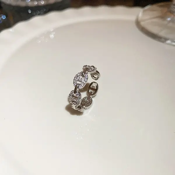 19# zircon CD letter chain open ring,tkmbeautysupply.com